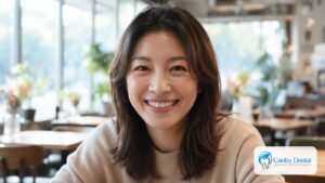 Woman with a confident, even smile after cosmetic dentistry in Reseda